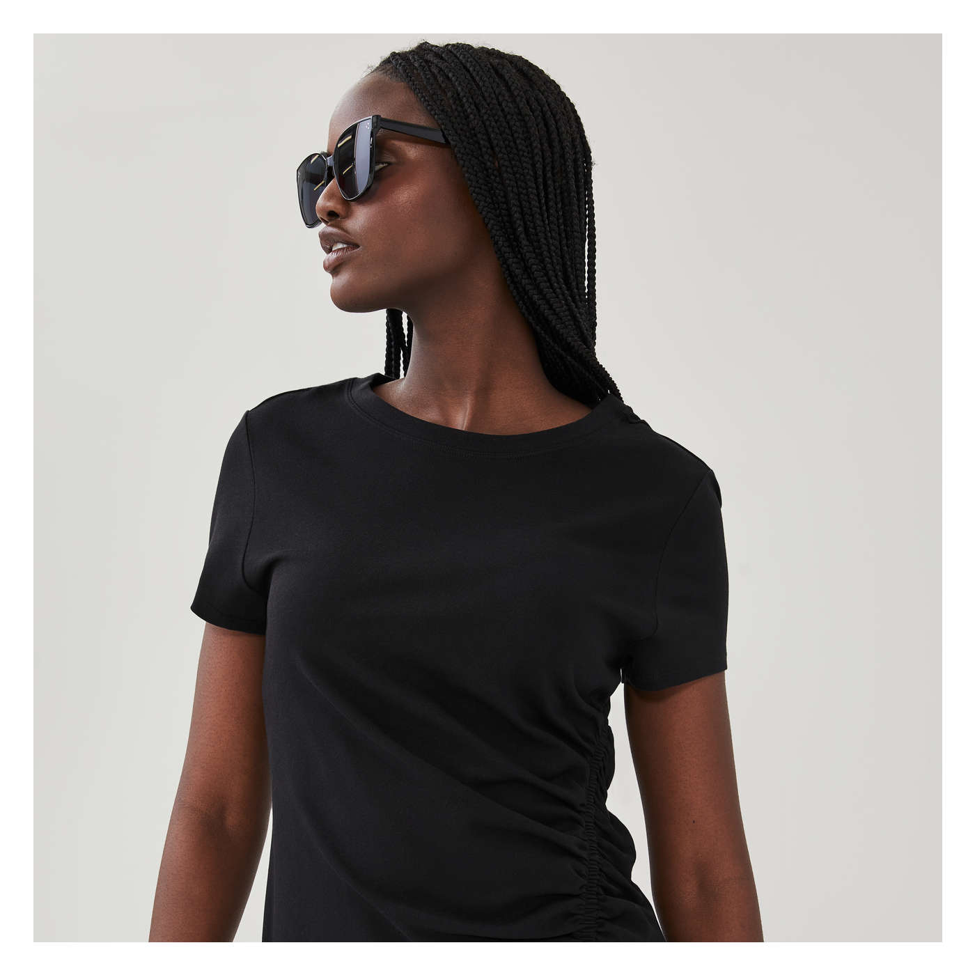 Ruched T-Shirt Dress in JF Black from Joe Fresh Ruched T-Shirt Dress in JF Black from Joe Fresh